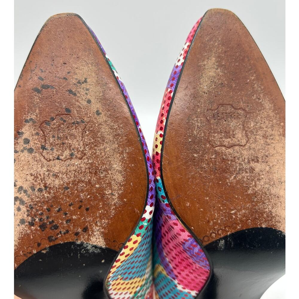 Stuart Weitzman Vintage 80s Pop Art Slingback Pumps 6.5 Colorful Retro Designer - Picture 13 of 15